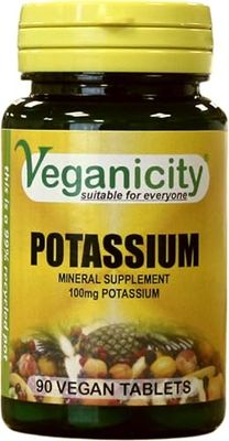 Veganicity Potassium 100mg : Bone & Joint Health Supplement : 90 Tablets, in a Planet-Friendly 99% Recycled Pot