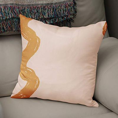 BonaMaison Housse de Coussin Motif, Orange et Blanc cassé Taie d'oreiller pour Lit Voiture Canapé Maison Salon Chambre, Décoration D'intérieur, 43x43cm - Conçu et Fabriqué en Turquie