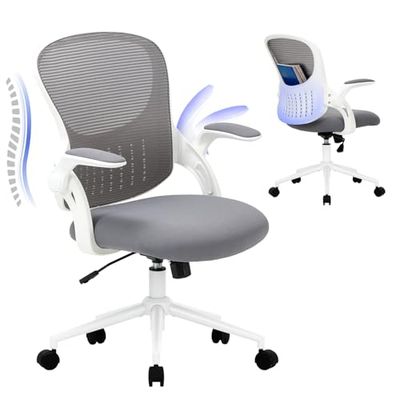 COLAMY Chaise de Bureau avec accoudoir rembourré Rabattable à 90°, Support Lombaire, Chaise de Bureau Ergonomique réglable en Hauteur, Chaise d'ordinateur pivotante, Coussin d'assise Confortable,