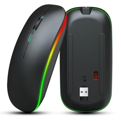 LEYF Draadloze muis, 3 modi, switchchching, Bluetooth 5.2 draadloze muis, oplaadbaar, voor pc, laptop, smart tv, tablet, Android, Windows, Mac OS, stil, ergonomisch, zwart