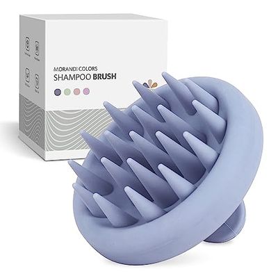 ZMCLG Hoofdhuidmassageborstel, shampooborstel, siliconen hoofdhuid, massageborstel voor peeling en hoofdmassage, nat en droog, scalp massager, vermindert roos, grijs/blauw