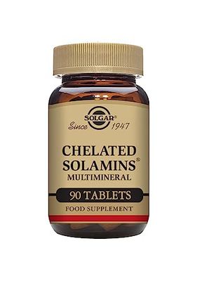 Solgar Chelated Solamins Multimineral Tablets - Pack of 90 - Calcium, Iron, Magnesium and Zinc - With Enzymes that Support Life Sustaining Functions - Vegan, Kosher and Gluten-Free