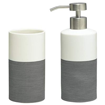 Sealskin Doppio Set combinato Dispenser per sapone liquido e bicchiere, Poliresina, Grigio