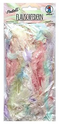 URSUS 39640099 Pluisveren pastel, ca. 10-15 cm lang, 10 g, voor het knutselen van maskers, dromenvangers en andere accessoires, kleurrijk