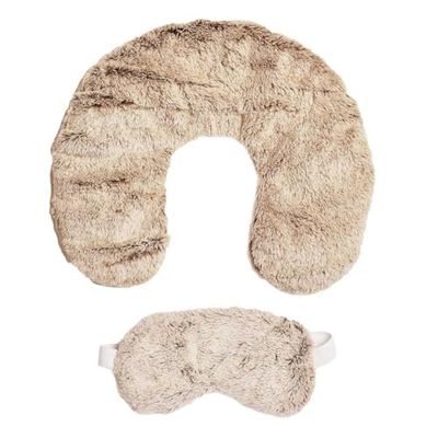 SENSLY, SB84336, Bruine magnetronbestendige nekwarmer en maskerset, uitzonderlijk comfort, hoogwaardige materialen, gemakkelijk te gebruiken, elegant ontwerp en therapeutische voordelen