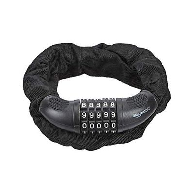 Amazon Basics Cerradura con combinación Candado de cable para bicicletas de 5 dígitos y 97.2 cm, negro, paquete de 1