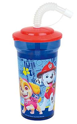 PAT'PATROUILLE 005776 Disney Minnie 005771 Drinkbeker met rietje 400 ml voor kinderen, herbruikbaar servies, helder