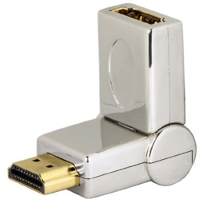 Kompaktadapter HDMI-kontakt – HDMI-koppling, vridbar, silver