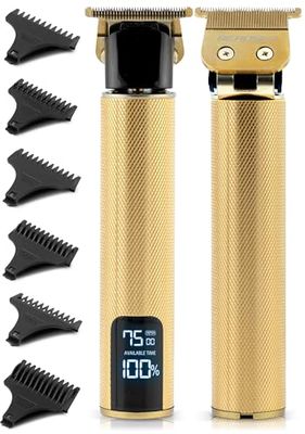 Berdsen Rasoio professionale per barba, rasoio elettrico da uomo, 6 accessori da 1 a 9 mm, oro
