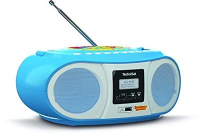 TechniSat DIGITRADIO 1990 Benjamin Blümchen Edition Stereo Boombox with DAB+/FM Radio and CD Player (Bluetooth Audio Streaming, Headphone Jack, USB, Charging Function, AUX In, Carry Handle, 3 W) Blue