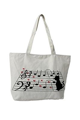 GEWA 975007 - Bolsa notas con gato, 30 x 22 cm, color blanco