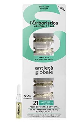 L'Erboristica Athena's - Siero Viso - Antietà Globale Fiale Viso Trattamento Antietà, Rimpolpante e Intensivo - Pelle Compatta e Levigata - 7 Fiale da 2 ml