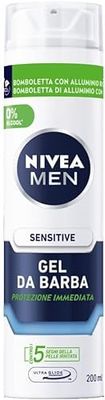 NIVEA MEN Sensitive Gel da Barba 3 x 200 ml, Gel viso per rasatura con Estratto di Camomilla e Vitamina E, Gel idratante per il viso che ammorbidisce e protegge la barba