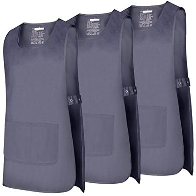MISEMIYA Verpakking met 3 stuks, schort, reiniging, uniform, werk, kliniek, geneeskunde, dierenartsen, gastronomie, Ref.868, Grijs, L