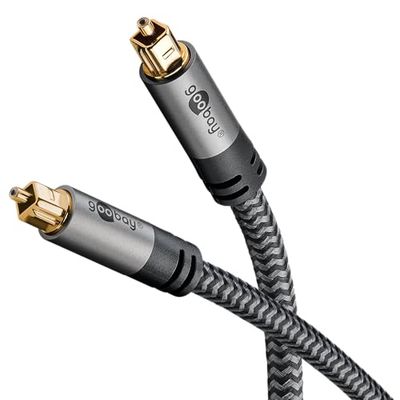 goobay 65307 Toslink 5 m/cavo audio ottico compatibile con soundbar, impianto stereo, home theater, PS4, Xbox/fibra di vetro/connessione dorata