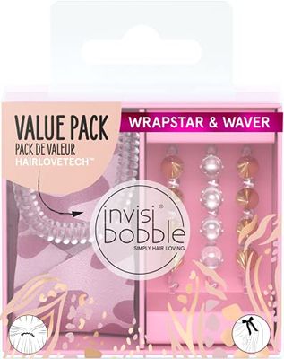 invisibobble "Sauvage Beauty" Duo Set I 2-in-1 Hair Bow Pink Leopard with Slim Hair Scrunchie I 3x Hair Clips Gold Pink for Girls & Women I Limited Collection Urban Safari