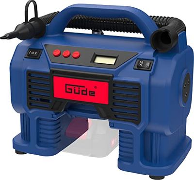 Güde Compresor de batería K 18-0 (18 V o encendedor de cigarrillos, presión máxima: 11 bar, eff. Cantidad de entrega: 10 l/min, flujo de aire: 22 m³/h, luz de trabajo LED, sin batería ni cargador)