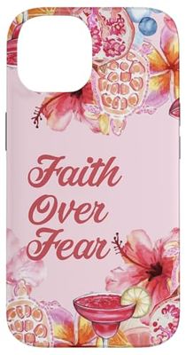 Beachy Faith Over Fear Christian Hibiscus Cute Floral Pink Case for iPhone 14