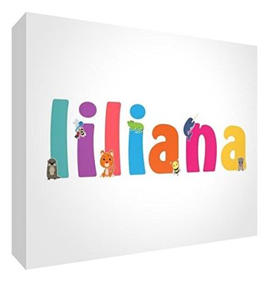 Little Helper LHV-LILILIANA-A5BLK-15IT Panneau décoratif pour nouveau-né/baptême Idée cadeau, dessin personnalisable avec nom de fille Liliana, multicolore, 14,8 x 21 x 2 cm