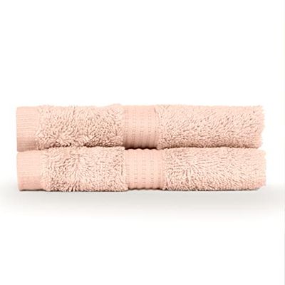 Paoletti Cleopatra Egyptian - Confezione da 2 asciugamani per il viso, in cotone, colore rosa cipria