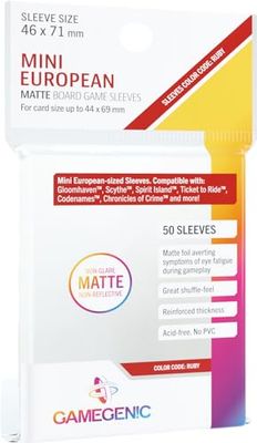 Gamegenic - 50 sleeves Matte Ruby 46x71 Mini Europeen - Jeux de société - Jeux de cartes - Accessoires et fournitures pour jeux de société - Matériel de protection - Protection pour cartes à jouer
