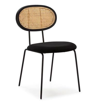 SILLA 43X51X78 METAL NEGRO/MADERA NEGRO/RATAN NATURAL/TERCIOPELO NEGRO_AlexandreHouse