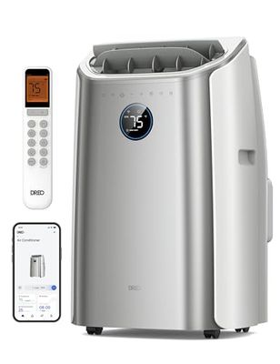 Dreo Portable Air Conditioners, AC Unit for Bedroom with Drainage-free Cooling, 46dB Quiet, APP/Voice/Remote, 24h Timer with Fan & Dehumidifier, Smart Air Conditioner for Room Indoors
