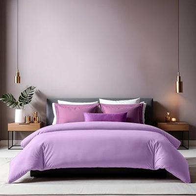 Luxurious Ranforce Single XXL Quilt Cover Lilac, 155 x 220 cm | 100% algodón, Cuenta de Hilos 155, Cierre de Botones, Lavable a máquina a 30 °C, Suave y Duradera