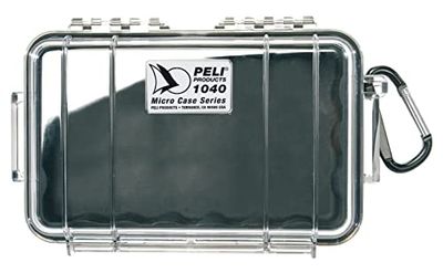 PELI 1040 Scatola a tenuta stagna antiurto per proteggere smartphone e piccoli oggetti personali, IP67 Impermeabile e a prova di polvere, Capacità di 0,7L, Prodotto in USA, Colore Trasparente/Nero