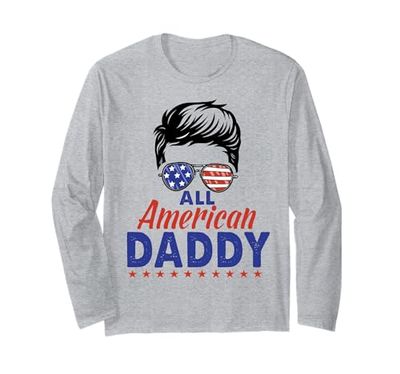 All American Daddy Sunglasses USA Flag 4th of July Long Sleeve T-Shirt