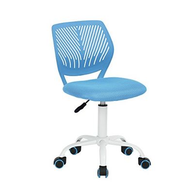 FurnitureR Modern, werk zonder armleuning, ergonomisch, in hoogte verstelbaar, draaibaar, thuiskantoor, studeerstoel, blauw, metaal, blauw, 38,5 cm x 40 cm x 75-87 cm