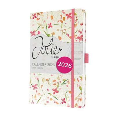SIGEL J6307 Weekly planner Jolie 2026-1 year - approx. A5 - Bloom Pink - 2 pages = 1 week - hardcover - 80 gsm - beige/pink - 174 p. - FSC-certified