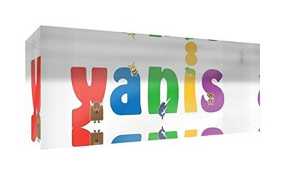 Little helper herinnering deco acryl transparant gepolijst als diamantstijl illustratief bont met de naam de jeune jongens Yanis 5 x 15 x 2 cm klein