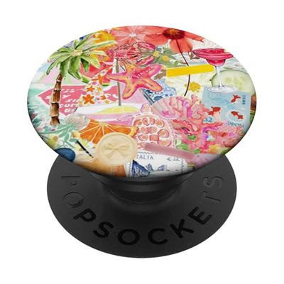 Collage preppy costero de verano estético playero PopSockets PopGrip Adhesivo