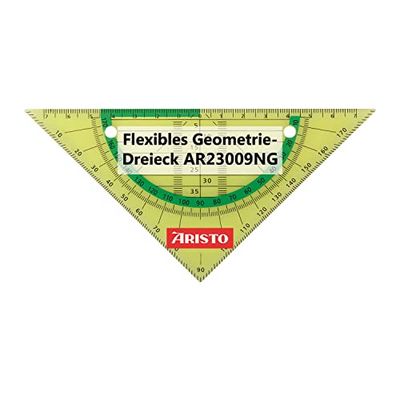 Aristo AR23009NG Flex Geometry Triangle (Hypotenuse 16 cm, Flexible, Virtually Unbreakable, Facets, Hole for Filing, Plastic) Neon Green