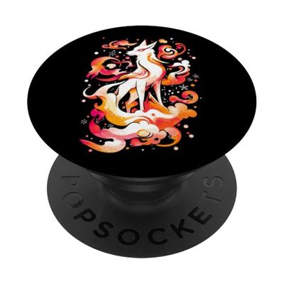 Zorro Blanco Rodeado de Llama PopSockets PopGrip Adhesivo