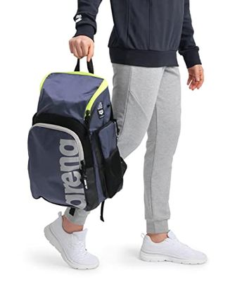 Arena Spiky III Rugzak 35 Unisex Reizen Sport Gym Rugzak voor Mannen en Vrouwen, Trainingsuitrusting Apparatuur Tas voor Zwemmers, 35 liter, Navy/Neon Geel