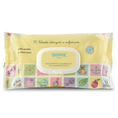 L'AMANDE - Toallitas húmedas para recién nacidos con vitamina E, toallitas húmedas refrescantes con aceite de almendras dulces y caléndula, toallitas para bebés y niños desinfectantes suaves, 72 unidades