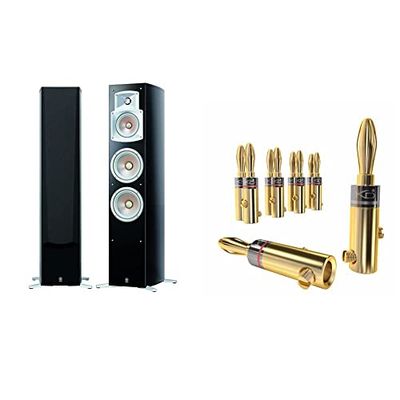 YAMAHA NS 555 Diffusore da pavimento bass-reflex a 3 vie & KabelDirekt – Spine a Banana – 5 Coppie