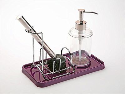 DRW - Distributeur et récureur en métal et PVC avec Plateau Violet 22,4 x 11,9 x 17,5
