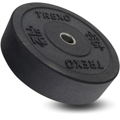 TREXO Olympic Bumper 25 kg halterschijf rubberen materiaal voor lange halter 50 mm diameter duurzame fitnessschijf krachttraining crossfit