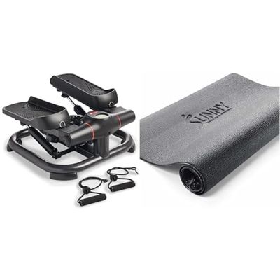 Sunny Health & Fitness Twist Stepper Stepper con Bandas de Resistencia y tapete Protector de Espuma para Gimnasio en casa, Fitness y Equipo de Ejercicio - N.° 074-XS 074-XS