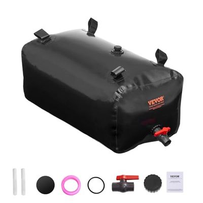 VEVOR Portable RV Water Tank - 113L/29.85 Gal Collapsible Water Storage Bladder, 1000D PVC, Black