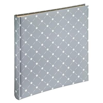 Hama Album photo Jumbo "Skies II" avec Mémo (Album Elégant et Intemporel, look Livre, Idéal mariage, anniversaire, baptême, 30x30 cm, 60 pages blanches à personnaliser, 240 photos 10x15 cm) Gris