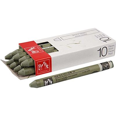 Caran d'Ache NEOCOLOR II 249 Oscuro/Olive (7500.249) / Pastel 10 unidades (1er Pack)/ de cera soluble en agua/para papel, cartón, vidrio, madera, piel, tela piedra