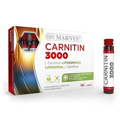 Marnys L-Carnitina liposomada - Carnitin 3000 mg - Ayuda al Metabolismo Energético, especialmente a nivel Muscular - 14 VIALES x 25 ml 570 g