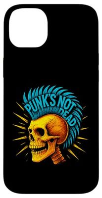 Cráneo Punk Con Mohawk Pelo Azul Estilo Grunge Rock Carcasa para iPhone 14 Plus