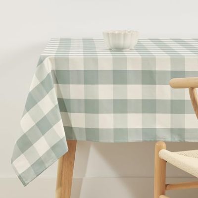 BELUM | Resinated Tablecloth Stain Resistant Paintings 0120-104, Tablecloth Plaid Vichy size; 300x140 cm, Tablecloth Anti Stain NO Rubber, Tablecloth Vichy Mint, Tablecloth Fabric 100% organic cotton
