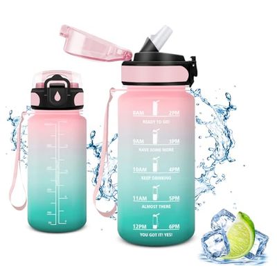 Vikaster Drinkfles voor fiets, waterfles met rietje, 0,5 l, lekvrij, BPA-vrij, sportfles voor camping, yoga, gym, school, outdoor