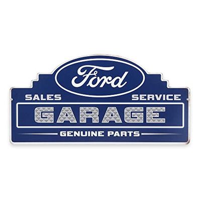 Open Road Brands Ford Garage Genuine Parts Metal Sign - Classic Blue Ford Sign for Garage, Shop or Man Cave